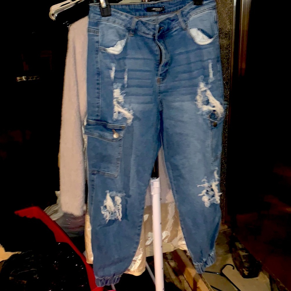 Blue jean joggers